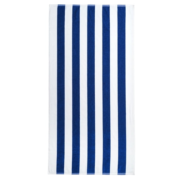 Mainstays Cabana Stripe Cotton Blend Beach Towel, 58" x 28", Blue