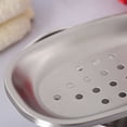 thumbnail image 6 of Stainless Steel Soap Dish with Double Layer Draining Tray for Bathroom Kitchen Silver Oval Dot, 6 of 10