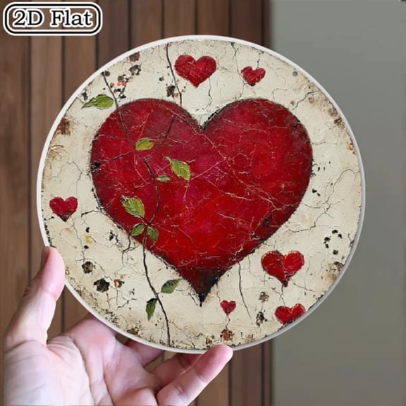 HELLOYOUNG Bohemian Farmhouse Metal Heart Wall Art Round Cut Out Hanging Decor for Living Room Wedding Valentine Gift