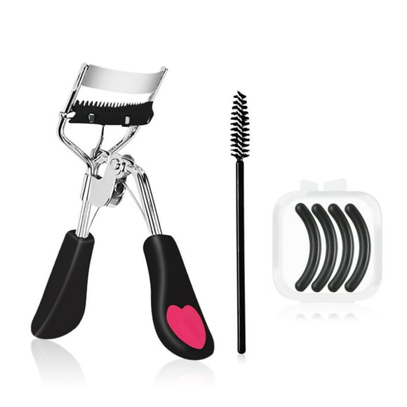 Rizador de pestañas con cepillo, herramienta para rizar las pestañas y maquillaje diario.