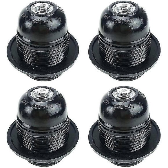 Black E27 Screw, E27 Bulb Holder, 4 Pieces E27 Socket, E27 Socket Light Bulb, Solid Light Bulb Socket, Black Adapter Socket, Lamp Sockets Decoration C