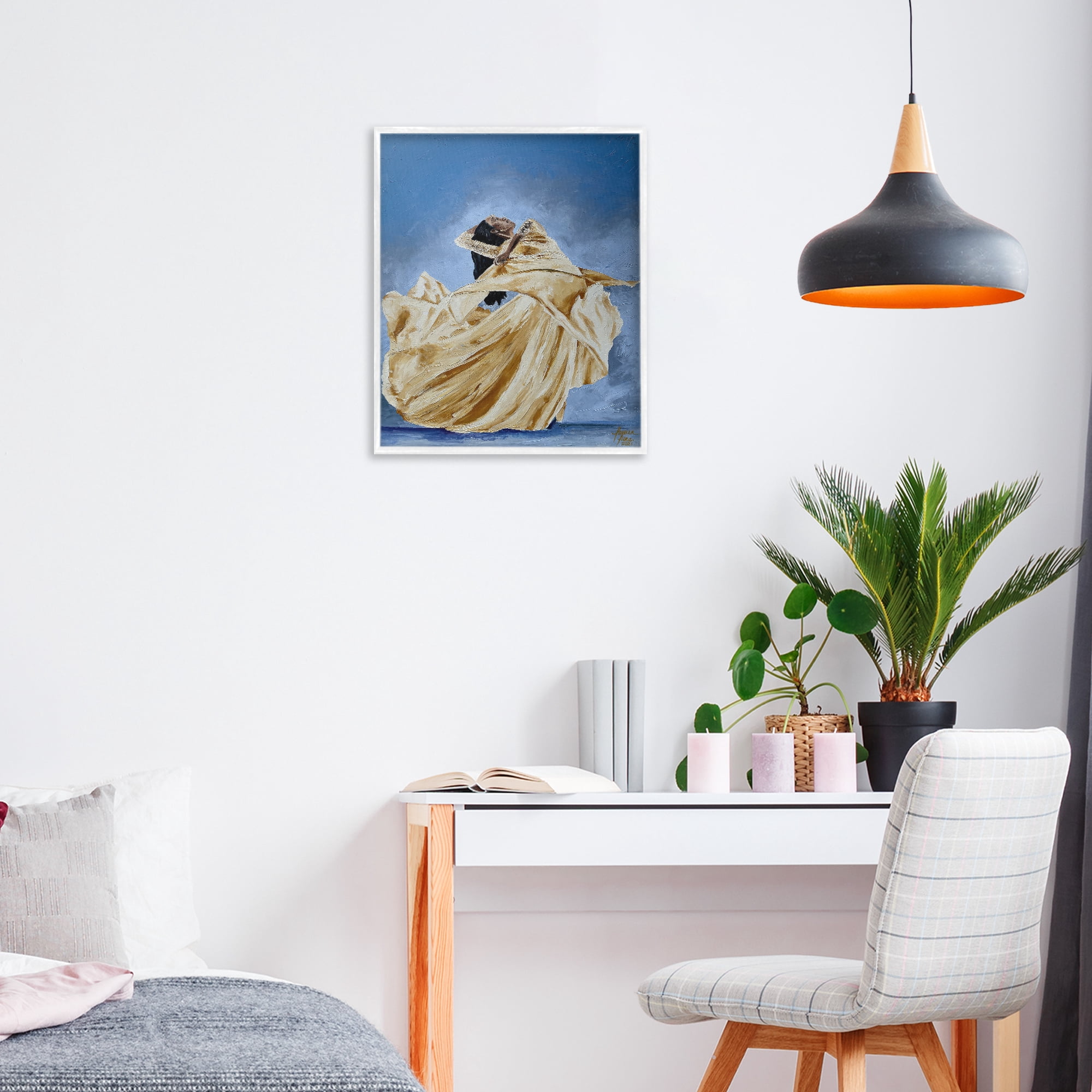 Stupell Industries Expressive Elegant Dancer White Framed Giclee Art, design by Lauren Luna