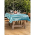 thumbnail image 3 of Outdoor Tablecloth with Umbrella Hole for Patio/Picnic/Party/Camping, Teal Blue Ombre Waterproof Table Cloth Rectangle Table Cover Washable, Modern Abstract Art Oil Painting (60"x 84"), 3 of 9