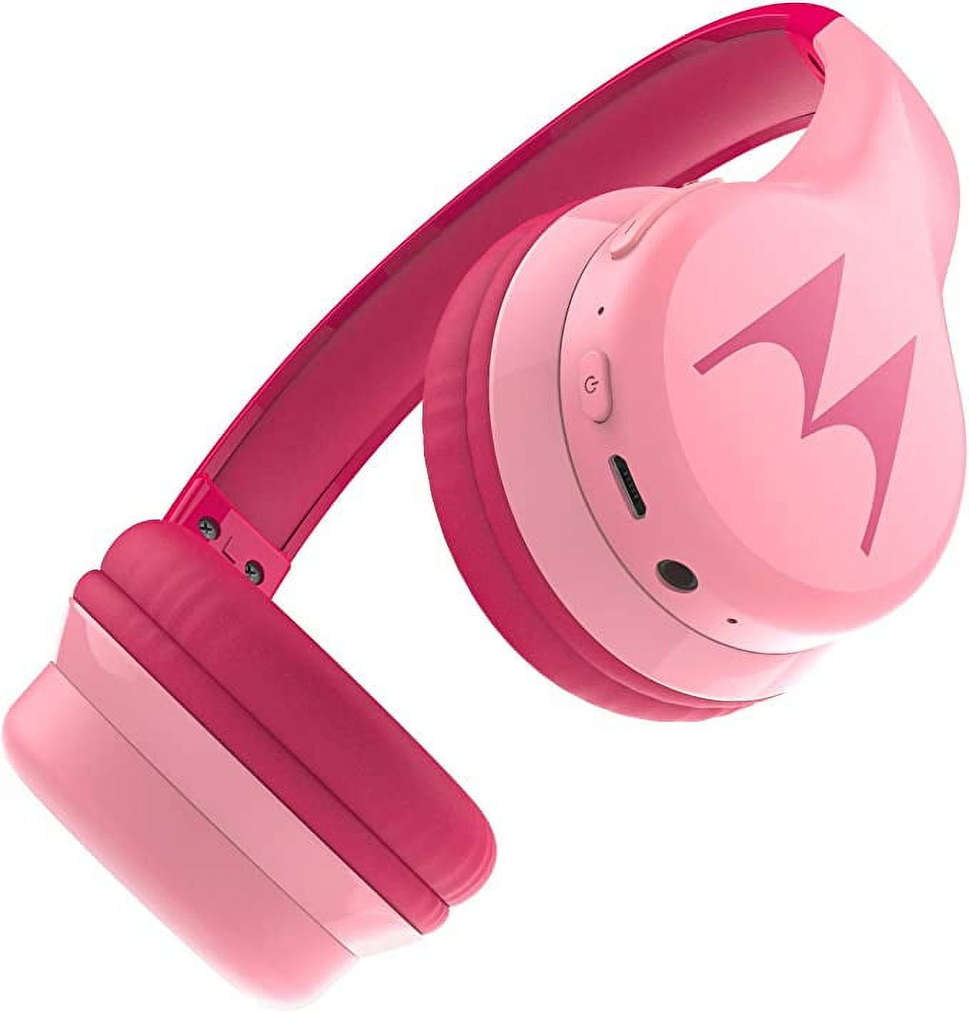 Motorola Squads 300 Wireless Kids Headphones with 15 Hours Play Time, Anti-Allergic Cushion – Pink , SH056