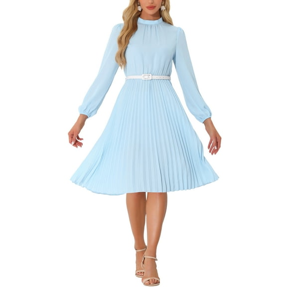 INSPIRE CHIC Women's Work Shirt Dress Long Sleeve Pleated Midi Dresses