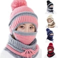 thumbnail image 1 of Dengjunhu 3pcs/Set Fashion Women Winter Knitted Hat Thickened Woolen Cap with Warm Mask and Neck Scarf, 1 of 7