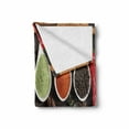 thumbnail image 2 of Spice Soft Flannel Fleece Throw Blanket, Top View Image of Aromatic Herbs and Spices Arranged Horizontally Tastes Folk Food, Cozy Plush for Indoor and Outdoor Use, 50" x 70", Multicolor, by Ambesonne, 2 of 6