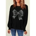 thumbnail image 6 of Women's Black Rhinestone Bowknot Graphic Crewneck Pullover Sweatshirt | [ZhiHiMeRi] | (US 20-22)2XL, 6 of 7