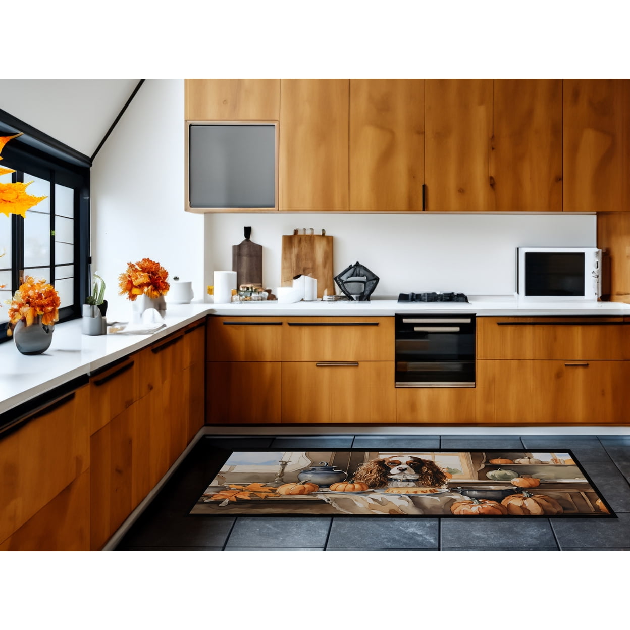 Cavalier Spaniel Fall Kitchen Pumpkins Runner Mat 28x58 58 in x 28 in