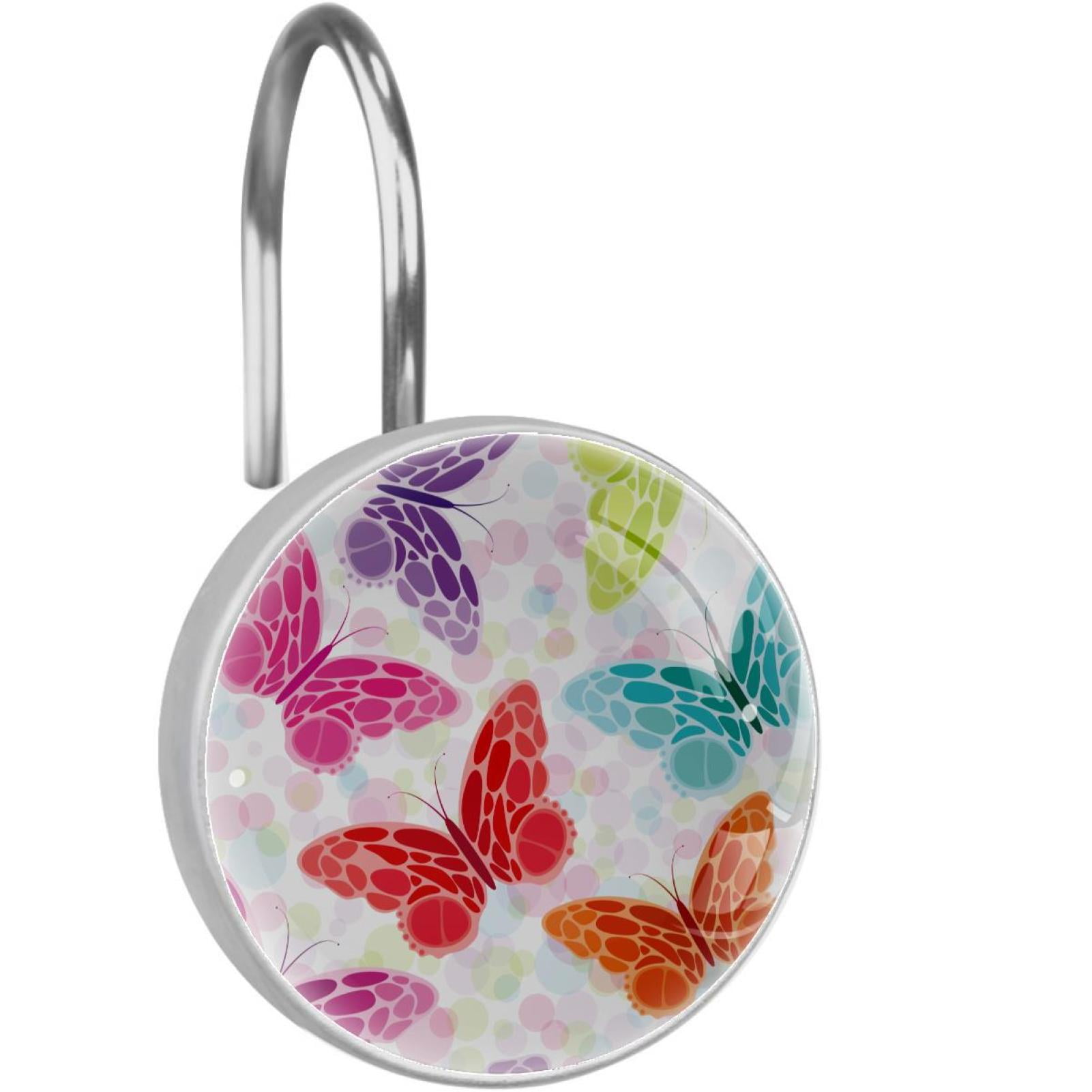 Butterfly Shower Curtain Hooks（Set of 12）for Home Hotel Shower Rods