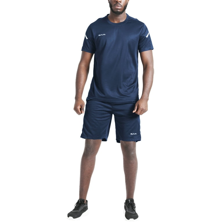 BUYJYA 3Pack Men's Workout Set, Quick Dry Shorts and Shirts
