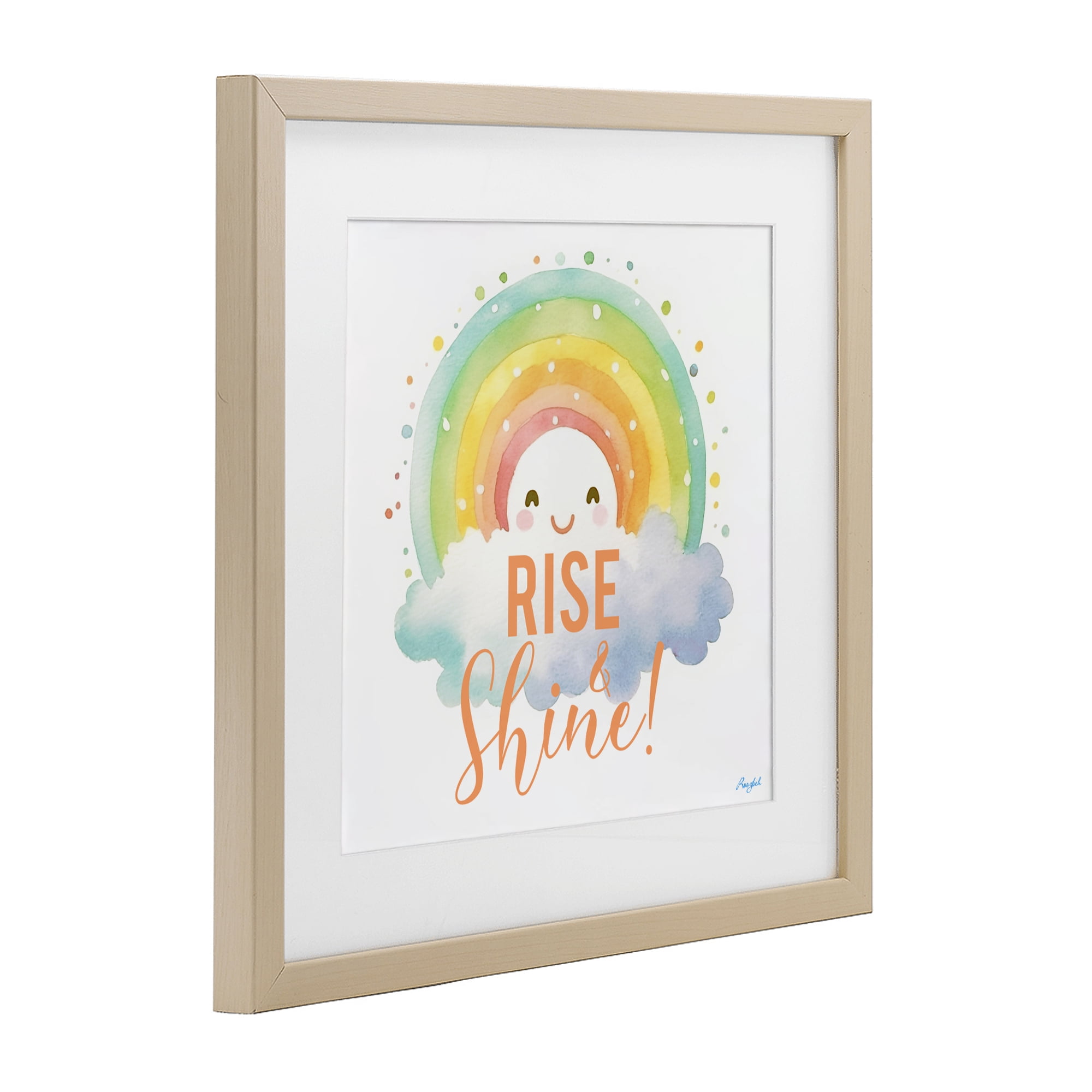 Stupell Industries Rise Shine Happy Rainbow Birch Framed Print Under Glass, design by Roozbeh