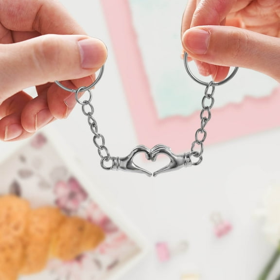 Moocorvic Matching Keychains for Couples, Heart-Shape Gesture Valentines Day Gifts for Boyfriend/Girlfriend/Friend/Mom