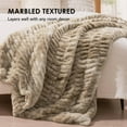 thumbnail image 3 of EVERGRACE Luxurious Soft Faux Rabbit Fur Throw Blanket, Cozy Fuzzy Plush Warm Throws for Couch Bed Sofa Chair Home Decor, Ruched Bubble Fluffy Blanket with Reversible Velvet, 60" x 80", Beige, 3 of 8