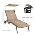 thumbnail image 2 of Gymax Patio Chaise Lounge Chair Heavy-Duty Lounger Canopy Cup holder Wheeled 6-Level, 2 of 9