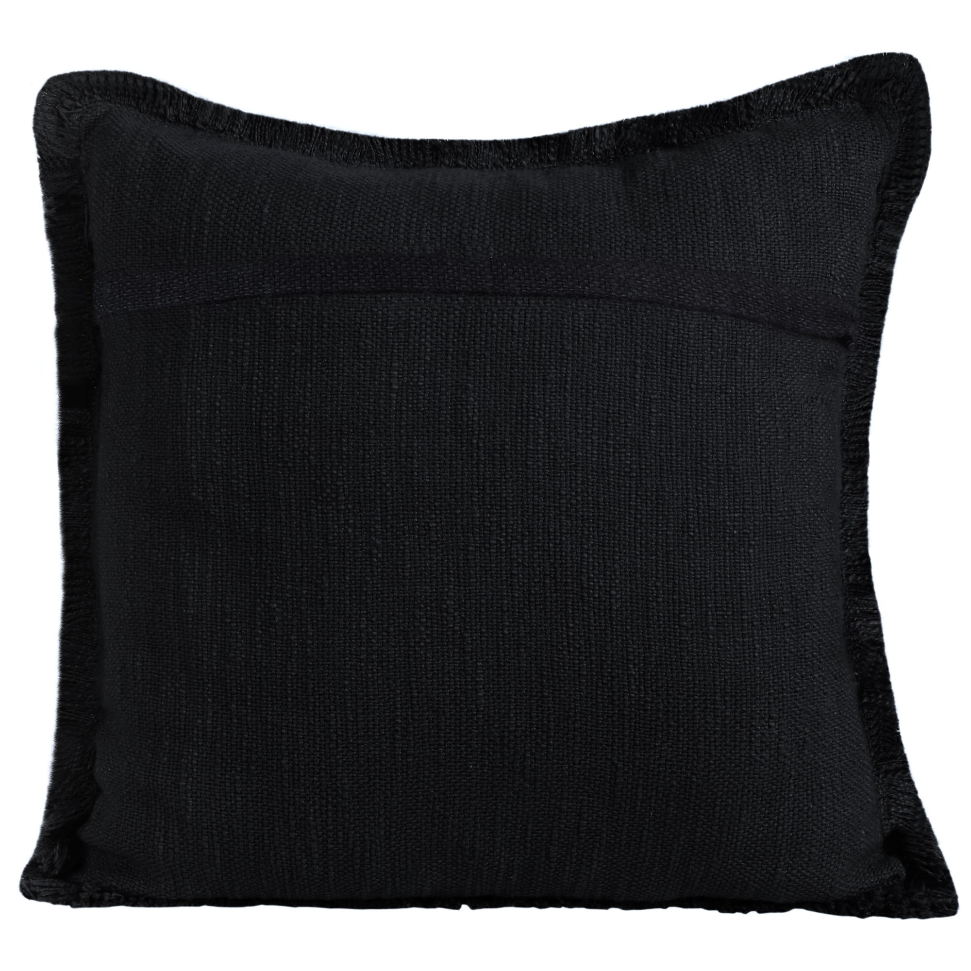 Ox Bay Bennett 20" x 20" Black Solid Fringed Cotton Adult Decorative Throw Pillow Cover