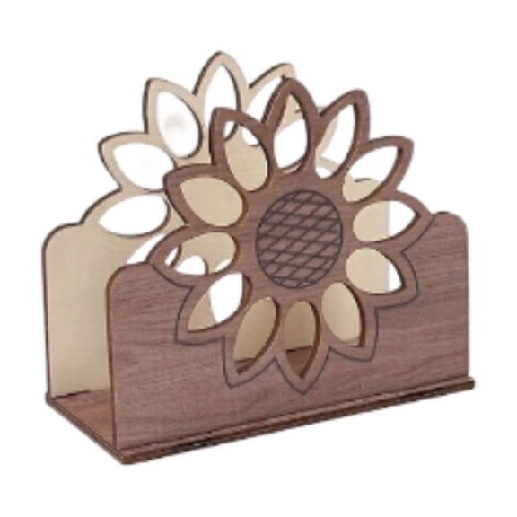 Sunflower Shaped Wooden Napkin Holder Stand For Tabletop Vertical Tissue Dispenser Kitchen And Dining Decor