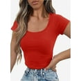 thumbnail image 3 of Lightweight Crop Tops Stretchy Slim Fit Workout Shirts for Women, 3 of 6