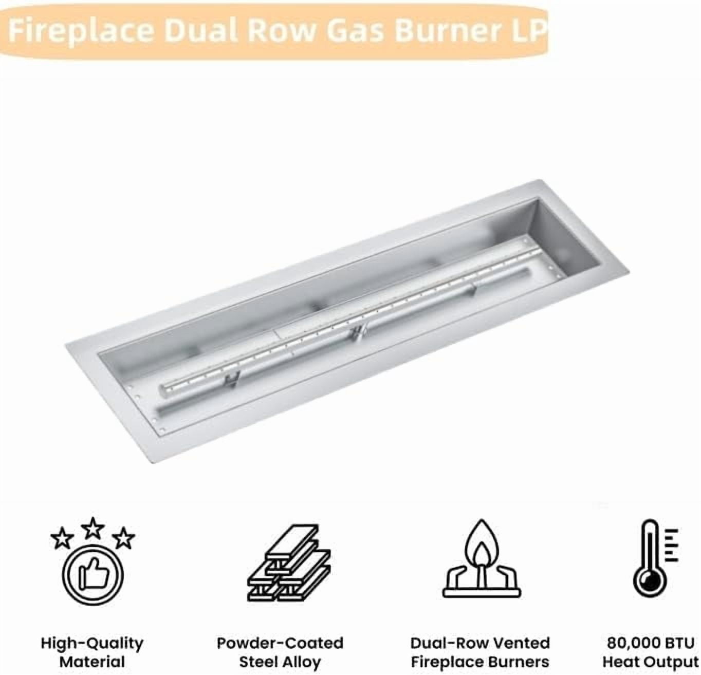 ChaoLink 30x6 Inch Stainless Steel Drop-In Square Fire Pit Burner Kit for DIY Propane & Natural Gas Fire Pits