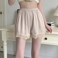 thumbnail image 2 of KHONTS Women's Loose Half Slip Shorts Loose Fit Lace Trim Pettipants Culotte Slip Bloomers Split Underwear Shorts Z01-Khaki XL, 2 of 5