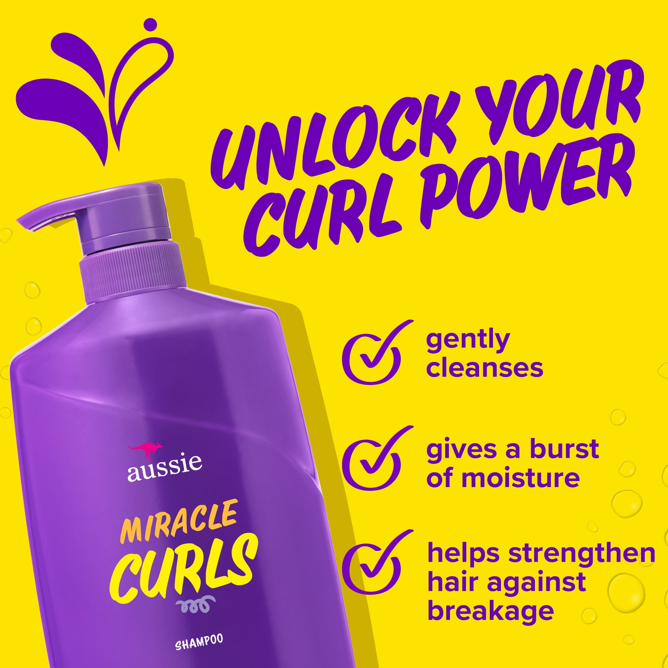 Aussie Miracle Curls Shampoo with Coconut & Jojoba Oil, Foe All Hair Types, Paraben Free, 26.2 fl oz