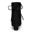 thumbnail image 2 of BLISSFUL STEP Women's Ankle Boots Block Heel Zipper Lace Up Boots Black 6, 2 of 7
