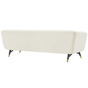 Modway Adept Performance Velvet Tufted Sofa in Ivory and Black