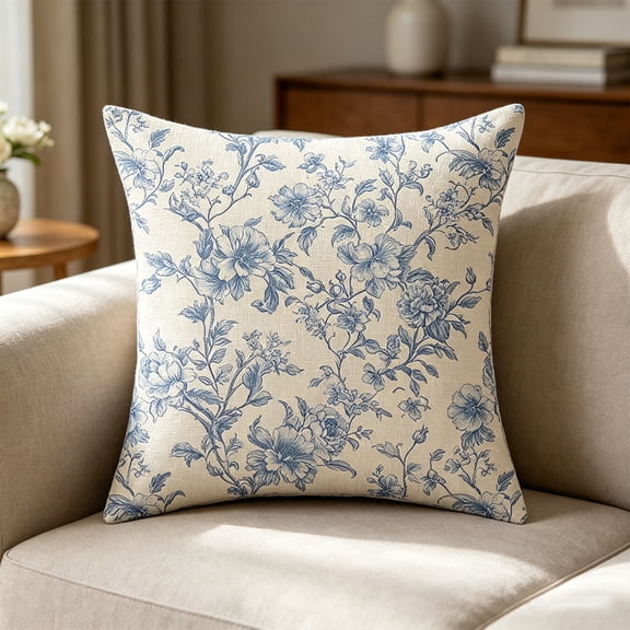 Fall Pillow Covers Fall Decorations Light Blue Sofa Couch Pillow Covers Square Summer Pillow Covers 18x18 Thanksgiving Flower Print Pillowcase Decorative Throw Pillow Covers Cushion Cases