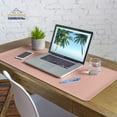 thumbnail image 5 of Desk Mat Pink & Blue 17x36 | Computer, Laptop, Keyboard & Mouse Pad Organizer | Leather Cover Office Table Protector | Double Side Gaming Surface With Colors | Typing & Writing Accessories, 5 of 6