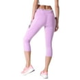thumbnail image 3 of Women's High Waist Pocket Activewear Leggings, Lavender, Capri, M, 3 of 5