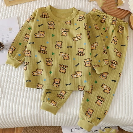 

lmcalzta Baby Pajamas Unisex Toddler Long Sleeve Tops and Stretch Waist Pants Comfy Soft Cotton Fall Casual Outfit