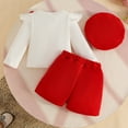 thumbnail image 6 of NAFUU Baby Girls Clothes Set Toddler Girl Fall Winter Clothes Floral Long Sleeve Ribbed Knit T Shirt Top And Shorts Set With Hat 3Pcs Outfits Fashion Outfit 2-3 Years, 6 of 7