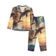 thumbnail image 1 of Fotbe Sailing Dancing Dolphin Conjunto de Pijama de Manga Larga para Mujer con Estampado, Ropa de Dormir de 2 Piezas, Conjunto de Casa Suave y Cómodo con Bolsillos-Medium, 1 of 7