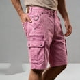 thumbnail image 4 of Jessboyy Jean Cargo Shorts for Men with Multi Pockets Button Zipper Knee Length Bermuda Cargo Summer Outdoor HIking Work Shorts Hot Pink,M, 4 of 7