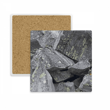 

Dark Stone Pieces Wallpaper Crackles Moss Square Coaster Cup Mat Mug Subplate Holder Insulation Stone