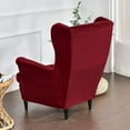 thumbnail image 5 of SHANNA Stretch Wingback Chair Covers, Velvet Wing Chair Slipcover Soft Furniture Covers For Living Room Bedroom Hotel (Wine Red), 5 of 11