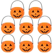 8pcs Pumpkin Candy Bucket, Plastic Pumpkin Candy Bucket Children Trick or Treat Pumpkin Candy Pail Holder for Halloween Party Decoration Orange