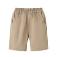 thumbnail image 2 of HAOTAGS Boys Uniform Shorts(5-15), Elastic Waist School Shorts with Pockets Khaki 9-10 Years, 2 of 7