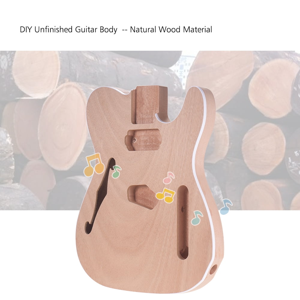 ammoon TL-F Unfinished Electric Guitar Body Blank Guitar Body Barrel DIY Mahogany and Composite Wooden Body Guitar Parts Accessories
