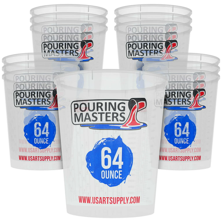 Pouring Masters 20 Ounce (600ml) Plastic Paint Mixing Cups (Box of