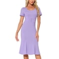 thumbnail image 3 of INSPIRE CHIC Vestido de Sheath para Mujeres, Vestido de Cóctel de Fiesta, Decoración de Botones Vintage de los Años 50, Vestido Midi de Sirena con Volantes, Talla L, Púrpura Claro, 3 of 6