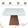 thumbnail image 5 of LeisureMod 47" Square Dining Table with Sintered Stone Top Ash Wood and Iron Pedestal Base Easy Assembly Seats 4 Person for Kitchen, Office, and Cafes Zephry Collection in White, 5 of 14
