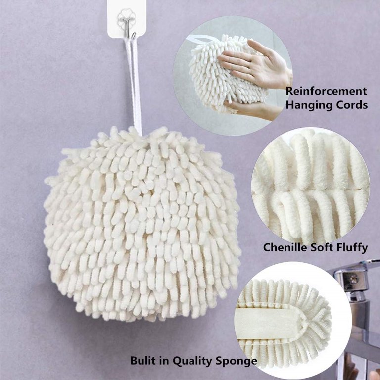  6pcs Chenille Hand Towels Soft Absorbent Microfiber Hand Drying  Towels Ball Hanging Cleaning Towels Fast Drying Cloths for Kitchen Bathroom  : Home & Kitchen