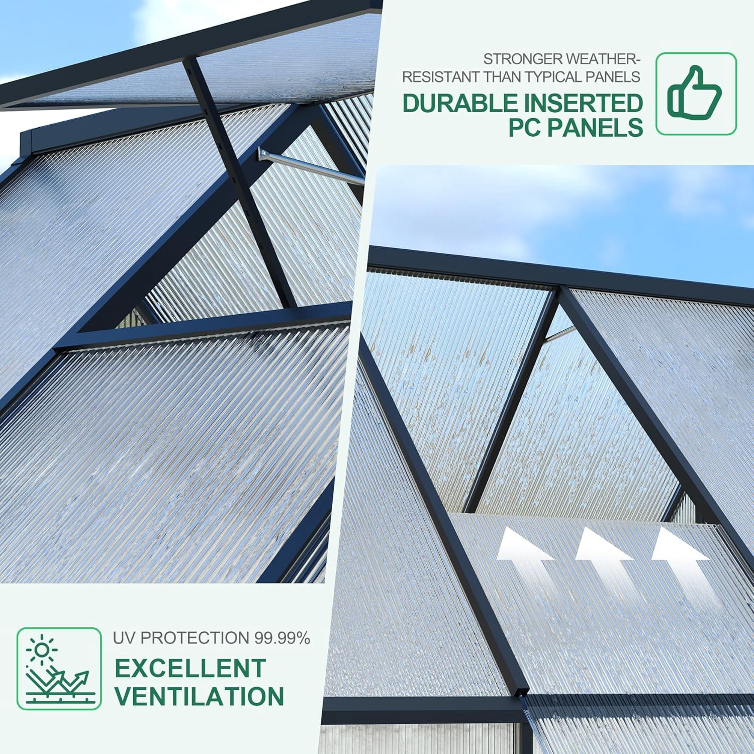6' x 4'Aluminum Framed Polycarbonate Greenhouse,Heavy Duty Walk-in Garden Greenhouse with Roof Vent,Quick Setup