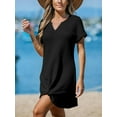thumbnail image 6 of Women Bathing Suit Cover Up Short Sleeve Twist Hem Swimsuit Coverup for Summer Vacation, 6 of 13