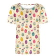 thumbnail image 4 of VBTAPA Easter Shirt for Women Bunny Shirts Cute Rabbit Graphic Tee Christian T-Shirt Easter Eggs Graphic Casual Tee Tops Limited Time Sales Multicolor L, 4 of 5