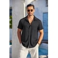 thumbnail image 2 of Camisa COOFANDY de manga corta con botones, lino negro, 2 of 6