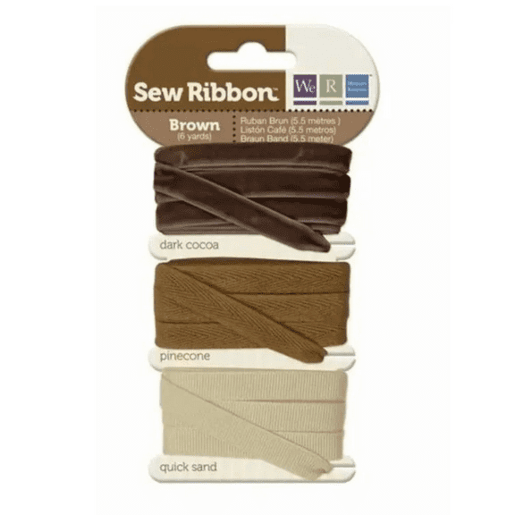 6 Yard Sew Ribbon Brown Ribbon Set, Assorted Colors, Patterns, Durable Decorative Ribbons for Sewing, Crafts, DIY Gifts, Clothing Embellishments, Hair Accessories, Home Décor Projects