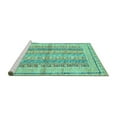 thumbnail image 2 of Ahgly Company Machine Washable Indoor Round Abstract Turquoise Blue Modern Area Rugs, 4' Round, 2 of 4