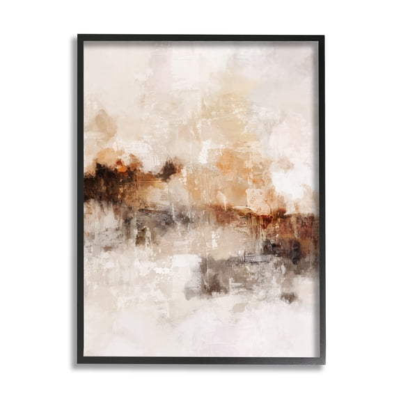 Stupell Industries Beige & Brown Abstract Abstract Painting Black Framed Art Print Wall Art, 11 x 14